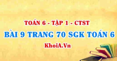 Bài 9 trang 70 SGK Toán 6 Chân trời sáng tạo Tập 1